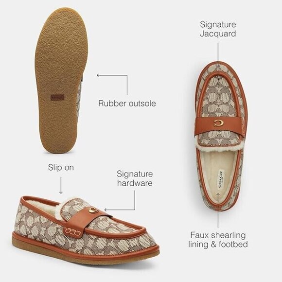 Coach Forest Slipper Women's Sz 10B Cocoa/Burnished Amber Leather Pull-On Loafer - Picture 3 of 4